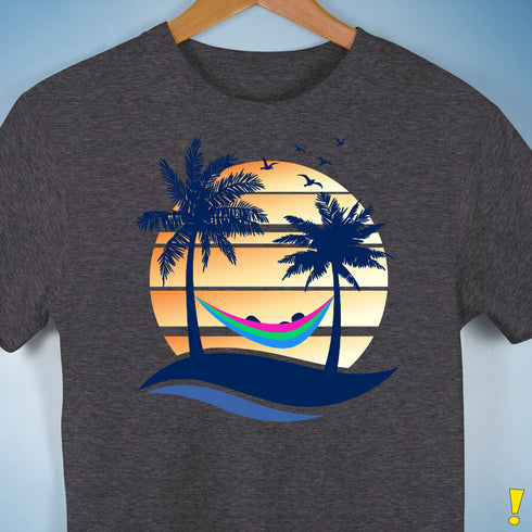 Polysexual Pride Hammock Summer Beach Sunset Premium Unisex T-Shirt - Dark Grey Heather